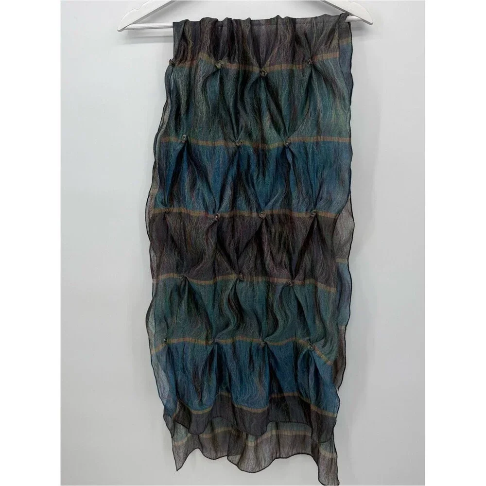 Unbranded Colorful Scarf Accessory Shawl Overlay Gathered Pearl Embellished
